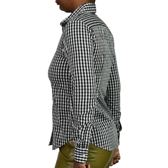 Rochelle Behrens The Shirt Icon White Check Button Front Tailored No Gape XS - Picture 12 of 15
